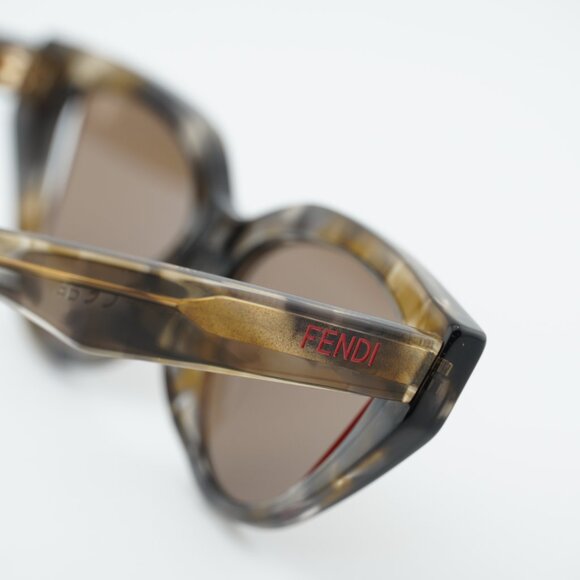 Fendi FE40009I 56E Sunglasses Shiny Havana Cat Eye Frame, Brown Lenses main image 8